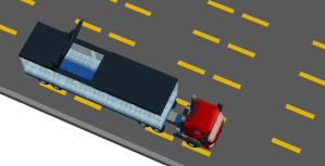 This view of the Fish Tank Truck shows the open lid in the roof of the trailer.