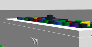 This is the shelf in the Game Room that has all the pool balls on it.